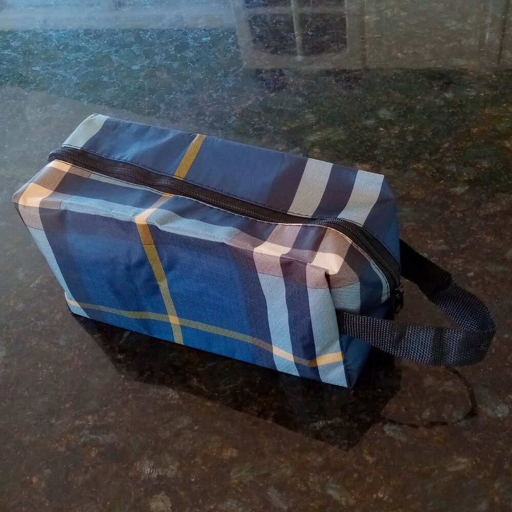 FREE upon request with ANY Bundle! Navy Plaid Cosmetic/Shaving Zippered Bag